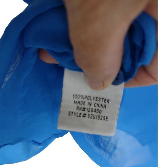 Como Turquoise Top 3/4 Sleeve Chiffon Button Front Short Long Sz L‎ - Picture 7 of 9